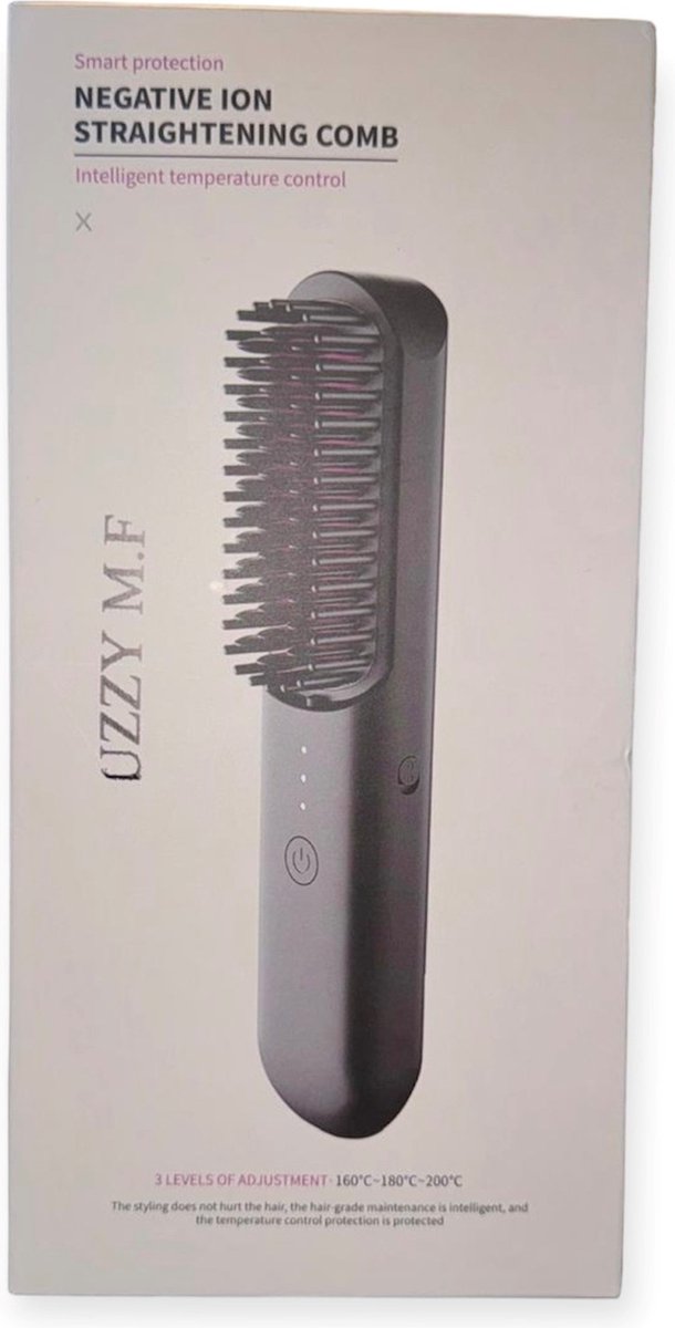 Uzzy M.F Draadloze Stijlborstel Keramisch - ionen technologie - Usb oplaadbaar - Stijl borstel - Warmte borstel - Brush - Stijl kam - Elektrische haarborstel