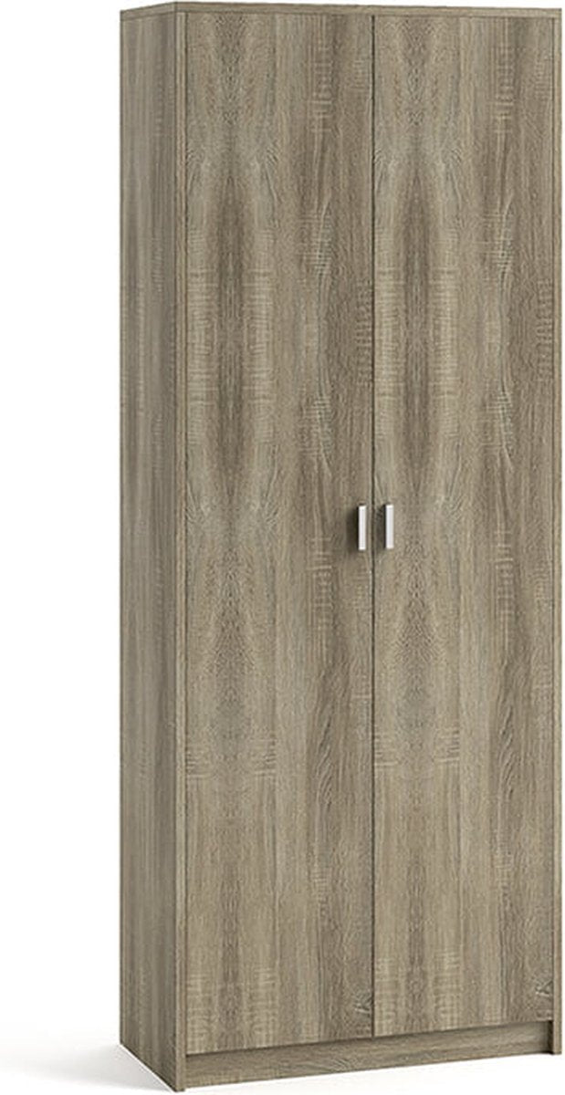 High closed cabinet Edwin Sonoma - Width 75 cm - Height 194 cm - Depth 36 cm - With shelves - With hinged doors