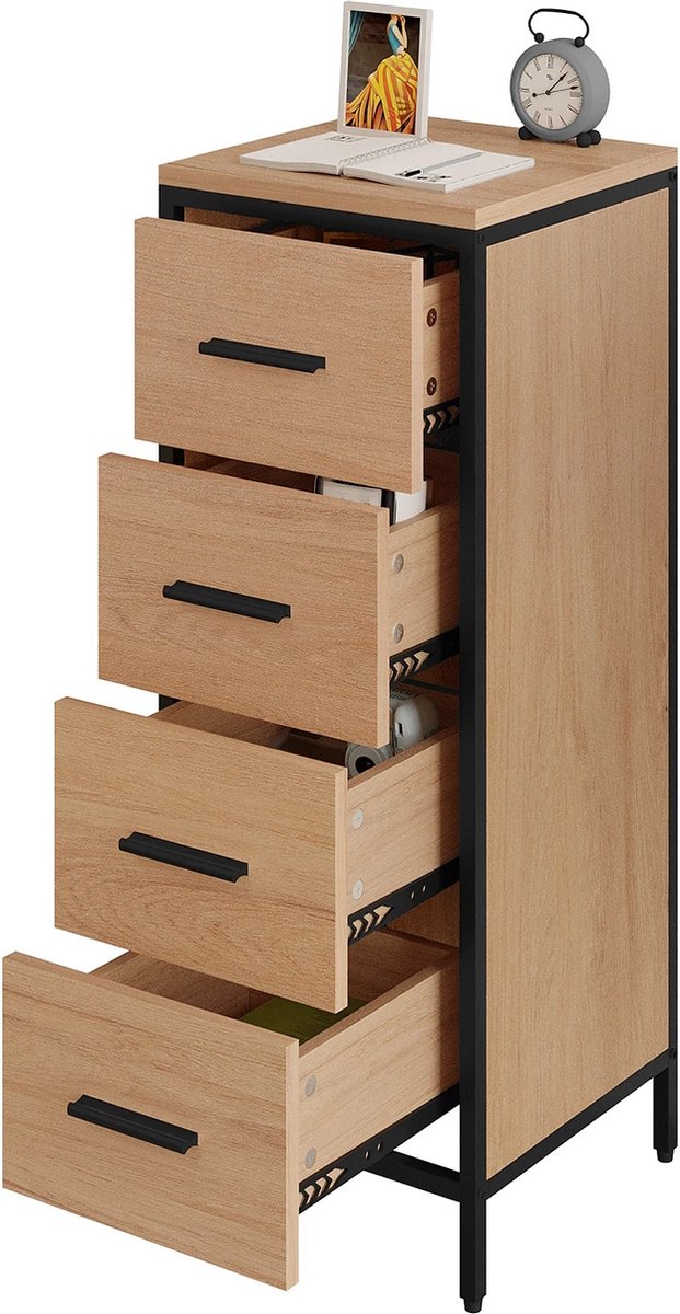 Commode - Commode met 4 lades - Badkamerkast - Woonkamerkasten - Vrijstaand - Smal hoog model
