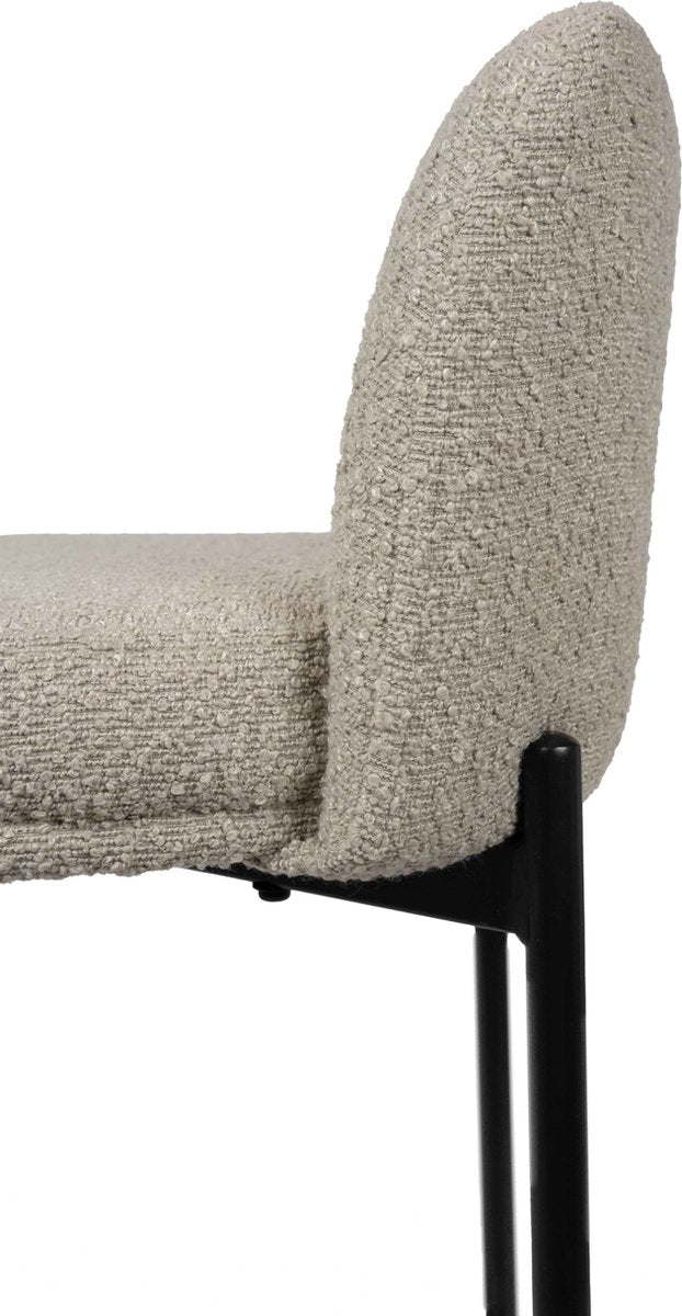 Barkruk Lylou Zand - Stof - Set van 2 - Geschikt voor kookeiland - Met rugleuning - Zithoogte 65 cm - Zitdiepte 42 cm