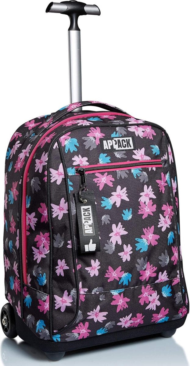 Trolley, 2-in-1, schooltas op wielen, rugzak met trolleyfunctie voor kinderen, vanaf groep 1, voor school, reizen, meisjes & jongens; veelkleurig