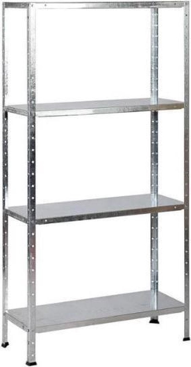 Storage rack - Galvanized metal - 90 cm wide - 173 cm high - 4 shelves - 85 kg per shelf - Assemble without screws