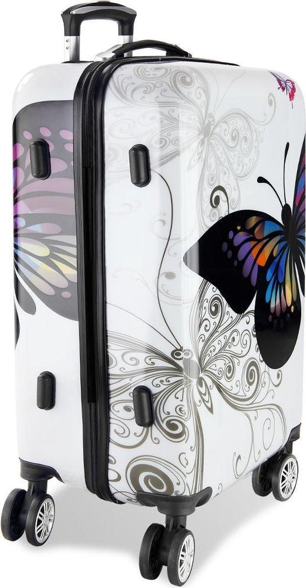 Monzana Koffer Set - 4 Stuks Vlinder Motief met slot - 360° Wielen