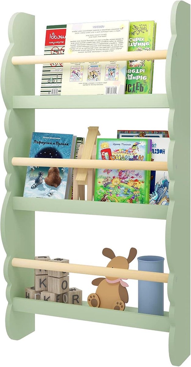 Children's bookcase wall shelf with 3 shelves - storage for books - pine wood E1 MDF - journey to the forest - children's room playroom toy cabinet