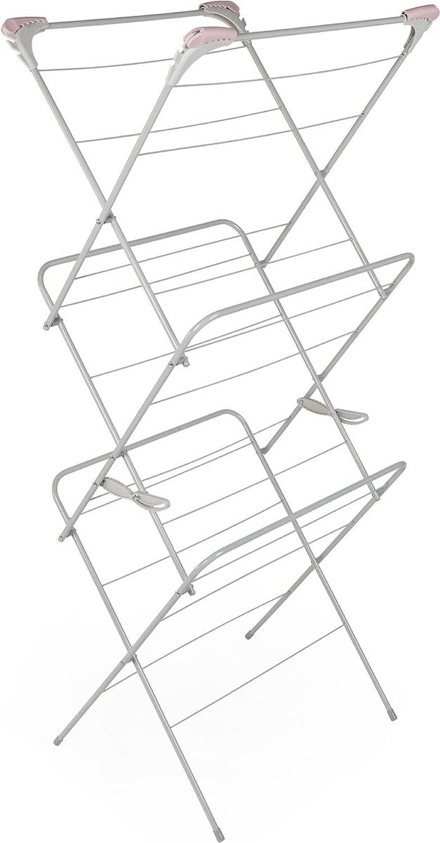 Drogenrek met drie niveaus - 15 meter drooglengte - Roze/Grijs - Binnen & Buiten