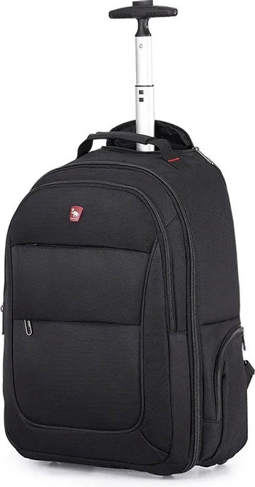 ByLoesje® Trolley Rugzak - Wieltjes - Handvat - Bagage - Zwart - Inhoud 29 liter - Laptopvak