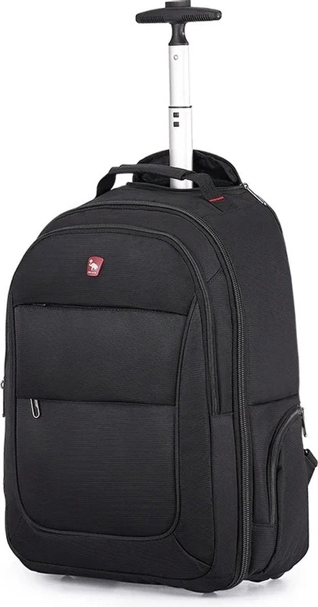 ByLoesje® Trolleyrugzak - Wieltjes - Handvat - Bagage - Zwart - Inhoud 29 liter - Laptopvak