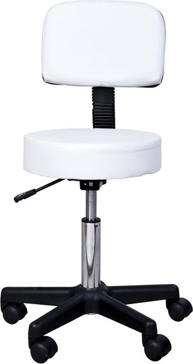 Tabouret comfort - Tabouret met rugleuning - Werkkruk - Draaikruk - Kapperskruk - In hoogte verstelbaar - Zwart