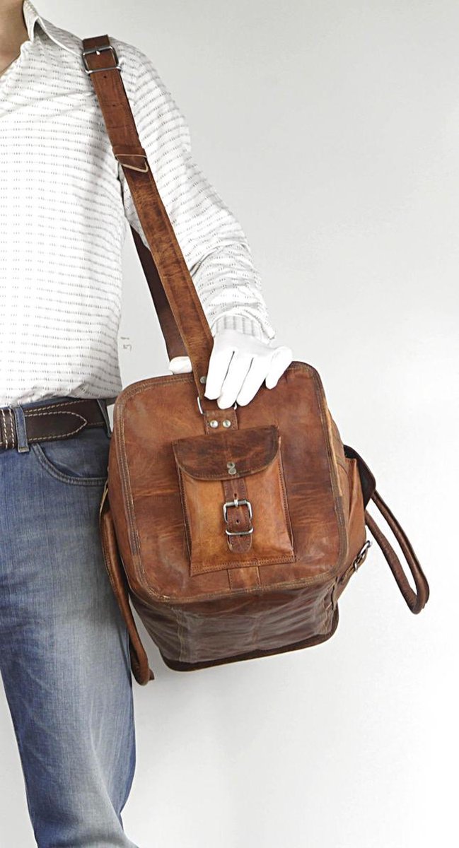 Travel bag made of REAL LEATHER - Sports bag - Weekend bag MALAGA Real Leather - Cognac Brown -HANDMADE VINTAGE STYLE Duffle bag