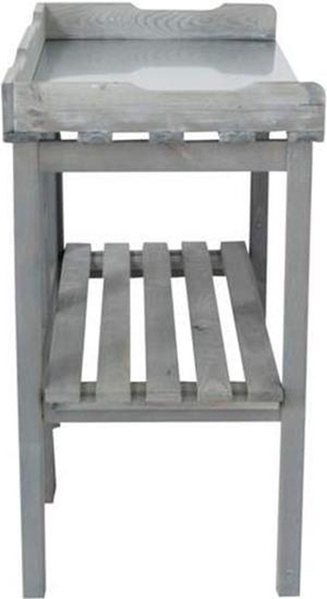 Wooden garden workbench - Potting table with galvanised worktop - with storage rack - Anthracite