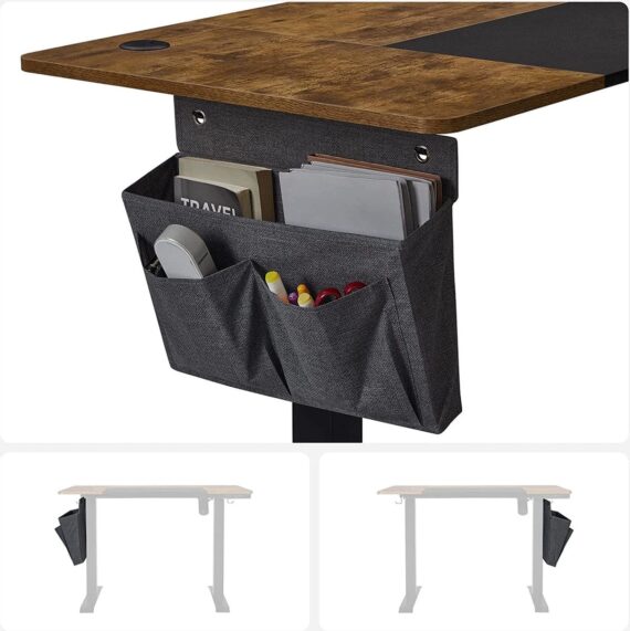 Elektrisch Zit-Sta Bureau – In Hoogte Verstelbare Tafel – Met Geheugenstanden – Werkbureau Met Opbergvakken – Vintage Bruin