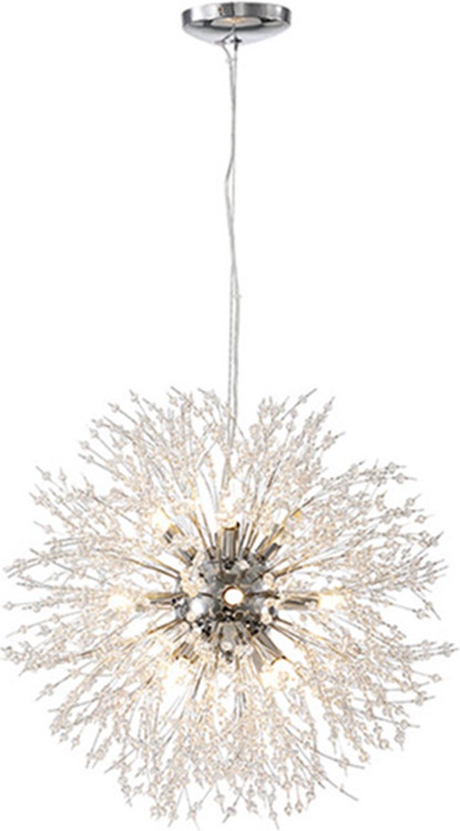 Xtraworks - Fireworks / Dandelion Chandelier - pendant light for living room or bedroom - Silver - 50cm - Including light bulbs