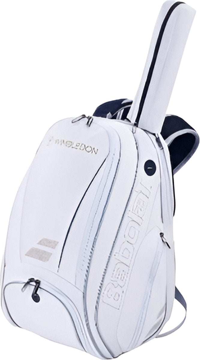 E-Shop4u - Tennis Bag - Tennis Backpack - White - Polyester - Tennis Racket Bag for Men and Women - Ventilated Shoe Compartment - Durable and Stylish Design - Squash-Tennis-Badminton-Pickleball-Padel