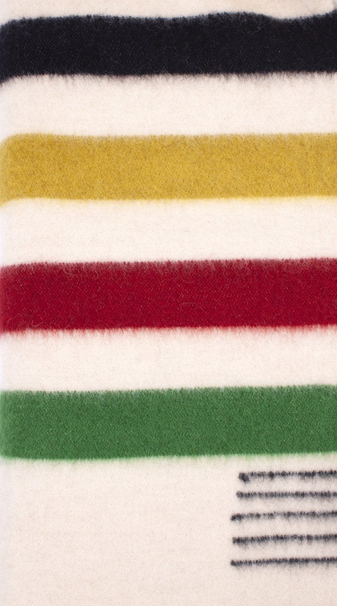 Alenika wollen deken dik Rainbow Classic - 160x210 cm - 2800g - Zuivere wol - Wolwit met gekleurde streepjes aan de uiteinden