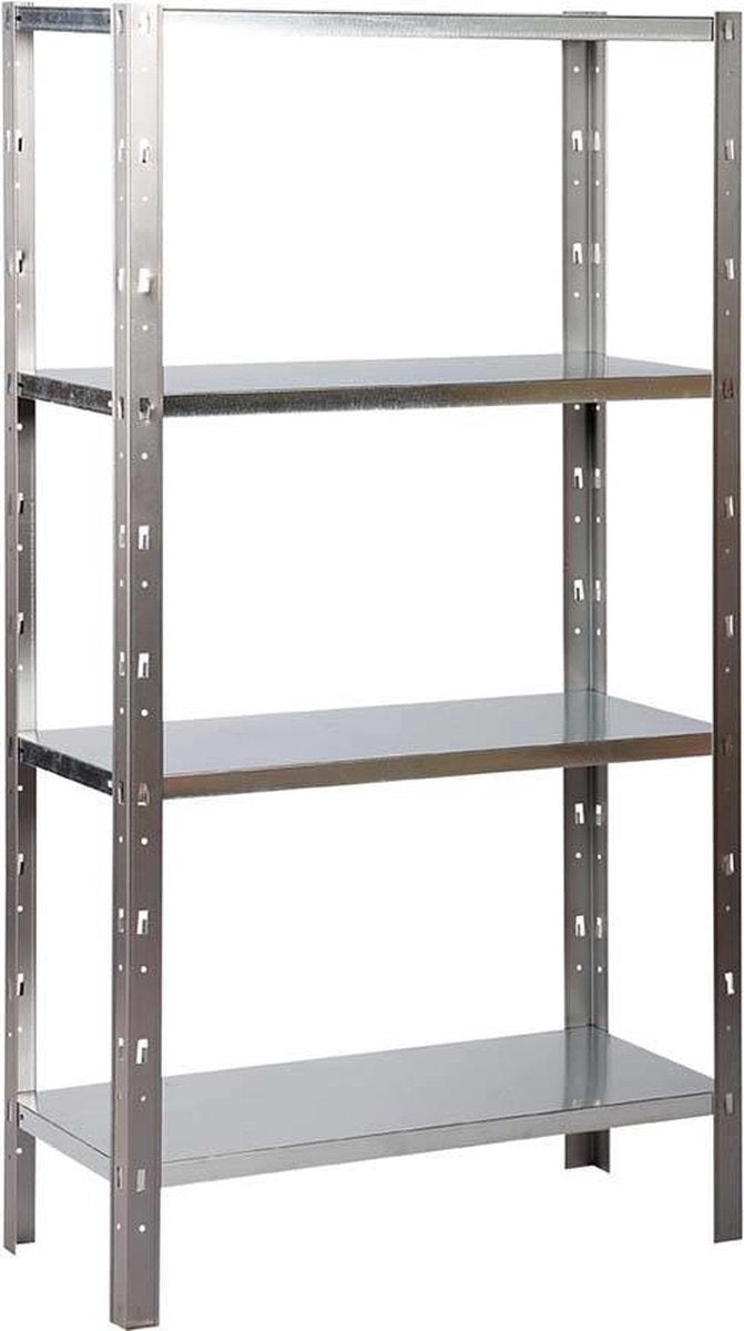 Storage rack - Galvanized metal - 90 cm wide - 173 cm high - 4 shelves - 85 kg per shelf - Assemble without screws