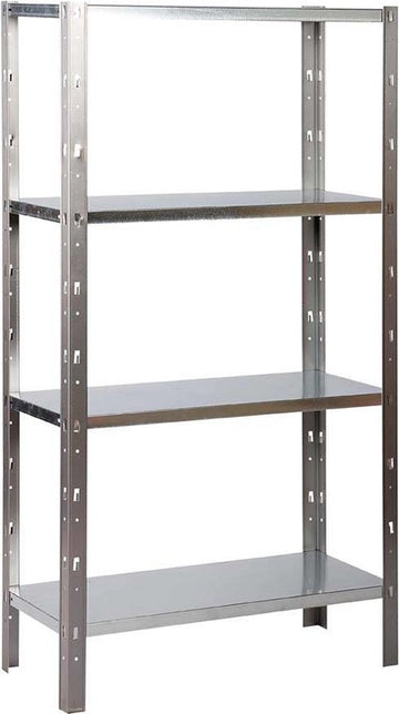 Opbergrek - Gegalvaniseerd metaal - 90 cm breed – 173 cm hoog - 4 legborden - 85 kg per legbord - Monteren zonder schroeven