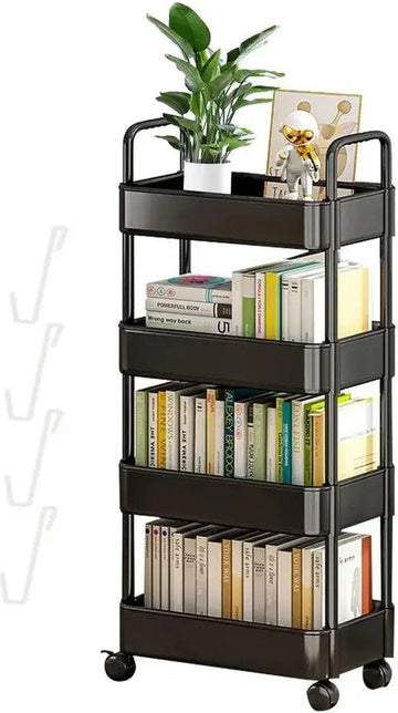 BealiveÂ® Opbergrek - Keuken trolley - Karretje op wielen - Verplaatsbaar - Met wielen - Zwart - 37 x 25 x 98.5 cm
