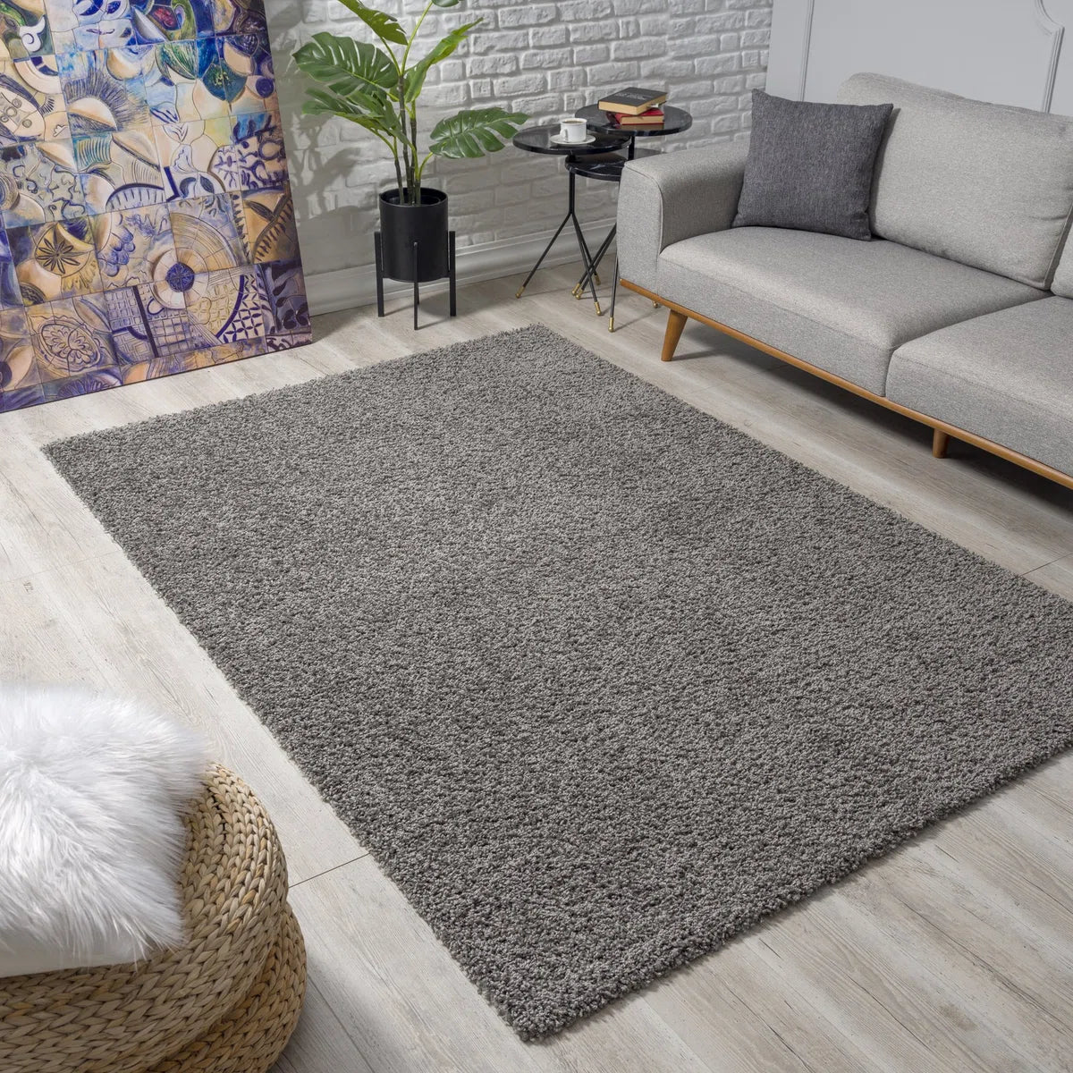Loca Shaggy Vloerkleed Grijs - 140x200 CM - Hoogpolig Vloerkleed - Tapijt Woonkamer, Slaapkamer