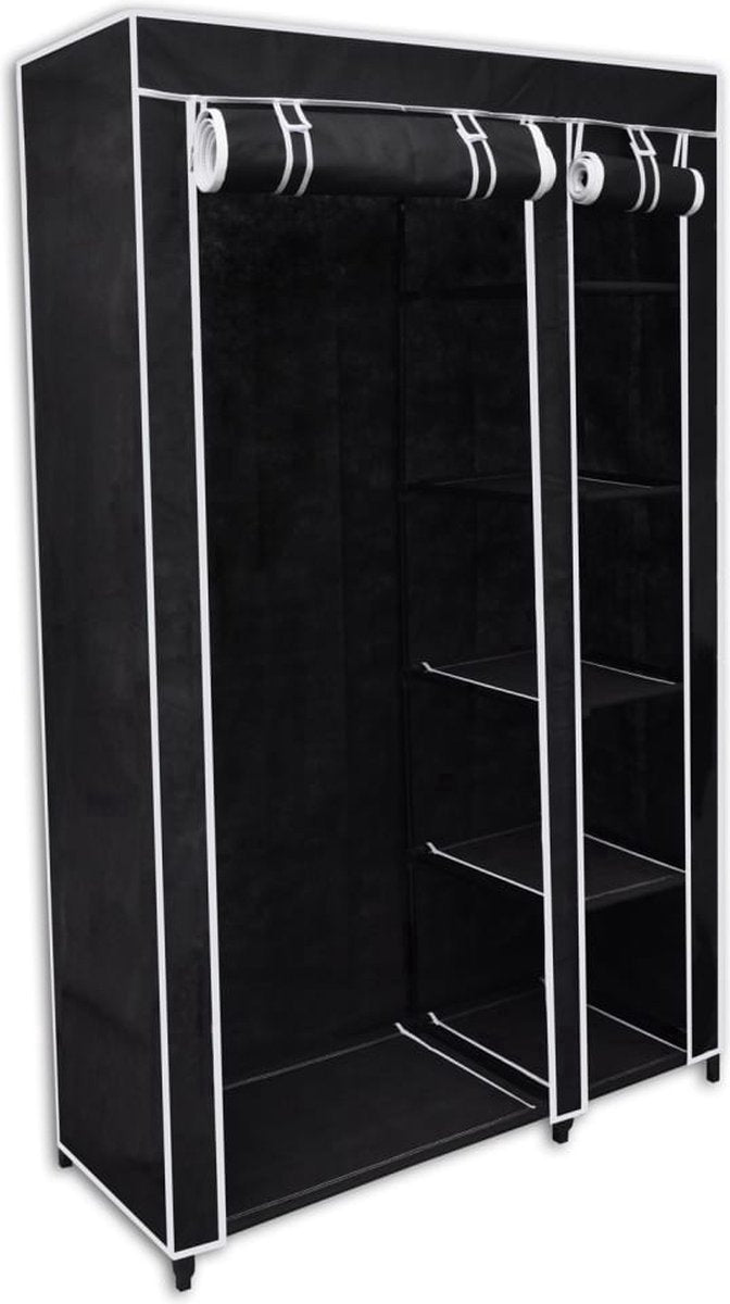 LG Life's Green Opvouwbare Kleerkast – 110x45x175CM – Kledingrek met 5 Legplanken en Ophangstang – Stoffen Kledingkast – 140KG Draagvermogen – Zwart