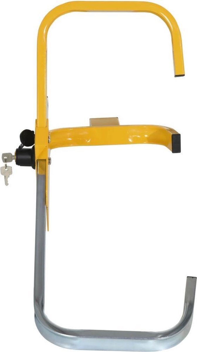Universal Wheel Clamp with Lock - Anti-Theft Parking Clamp Security - Adjustable Wheel Lock for Car/Trailer/Caravan - With PP Sleeve Against Wheel Damage - Yellow
