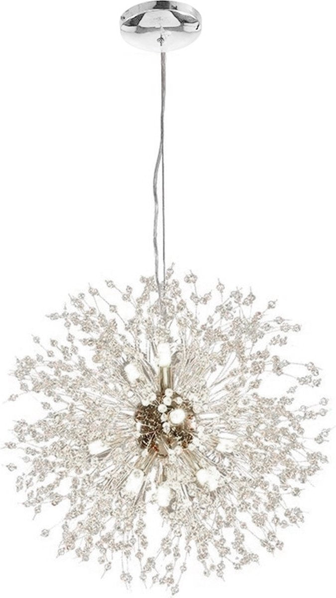 Xtraworks - Fireworks / Dandelion Chandelier - pendant light for living room or bedroom - Silver - 50cm - Including light bulbs