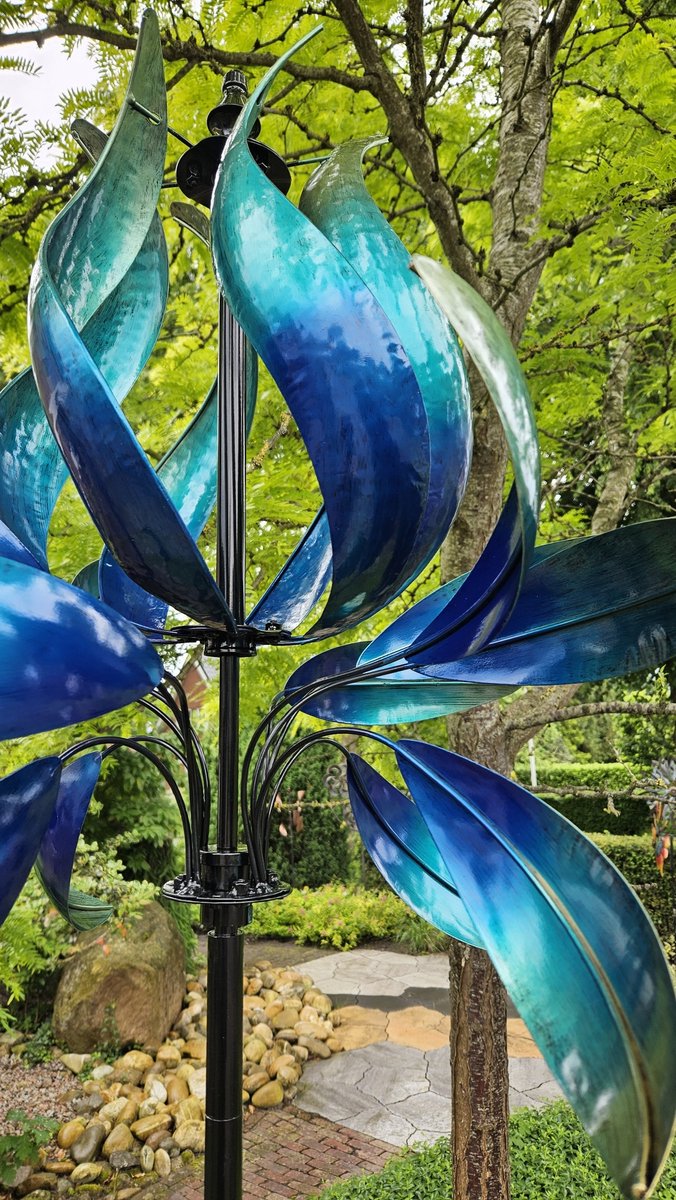 Windmolen / Blauw / Tuinsteker / Tuinbeeld / Metaal / Windspinner