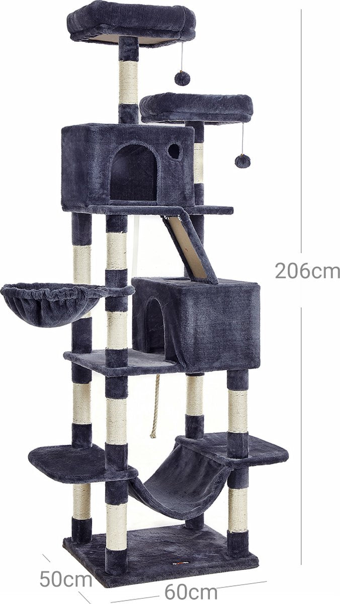 Scratching Post Tall XL Cat Tree Smoke Grey, 206cm