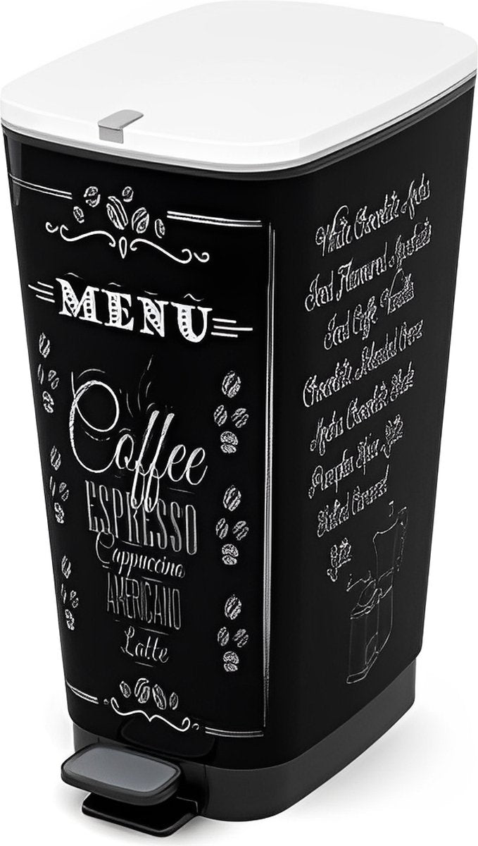 Afvalbak Chic 50 liter in zwart/wit, plastic, 29x44,5 x 60,5 cm, Made in Italy