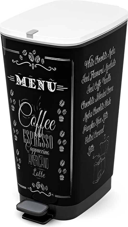 Afvalbak Chic 50 liter in zwart/wit, plastic, 29x44,5 x 60,5 cm, Made in Italy