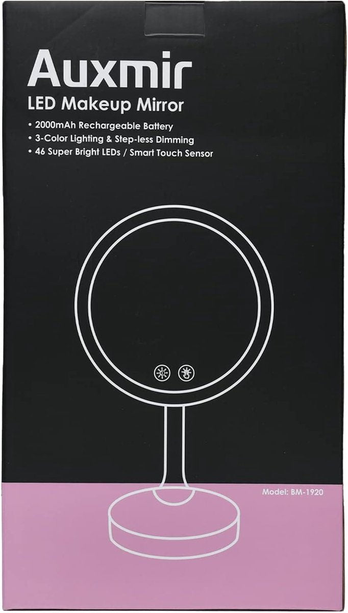 Make-upspiegel met LED-verlichting en aanraakschakelaar - Staande spiegel met lades en USB-voeding - Dimbaar en draaibaar