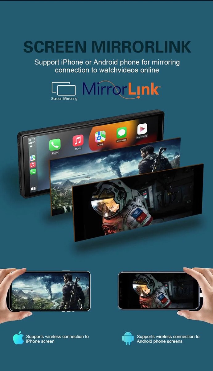Carplay Scherm - Touchscreen - Navigatiesysteem Auto - Voor Apple & Android - Universeel - Carplay Draadloos - Multimedia Autoradio - 10,26 INCH