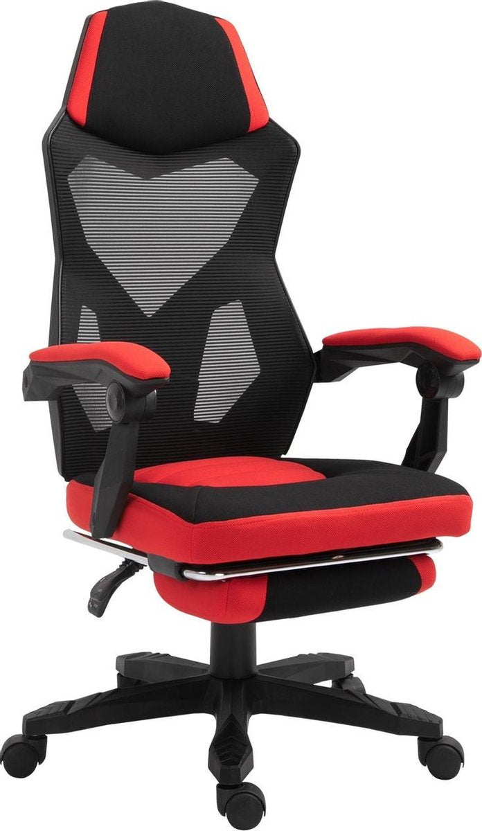 Gaming Stoel - Gaming stoel - Gaming chair - Met voetensteun - Racing stijl - Zwart/Rood