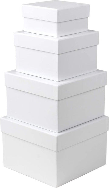 Rechthoekige opbergdoos met deksel, geschenkdoos, kartonnen dozen, opbergdozen, geschenkdoos voor geschenken, chocolade, knutselen, speelgoed, geschenkverpakking, 4-delige set