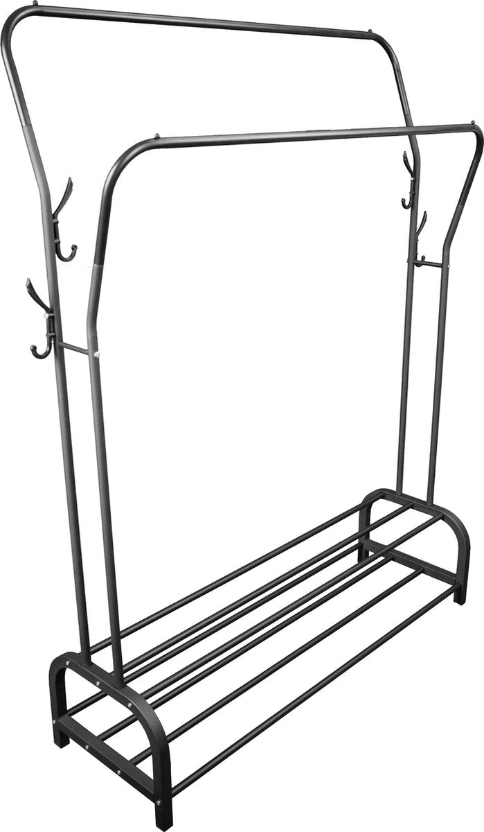 LG Life’s Green XL Kledingrek - Dressboy – Zwart – Metaal – Garderoberek met ophanghaken – H146xB110xD35 cm