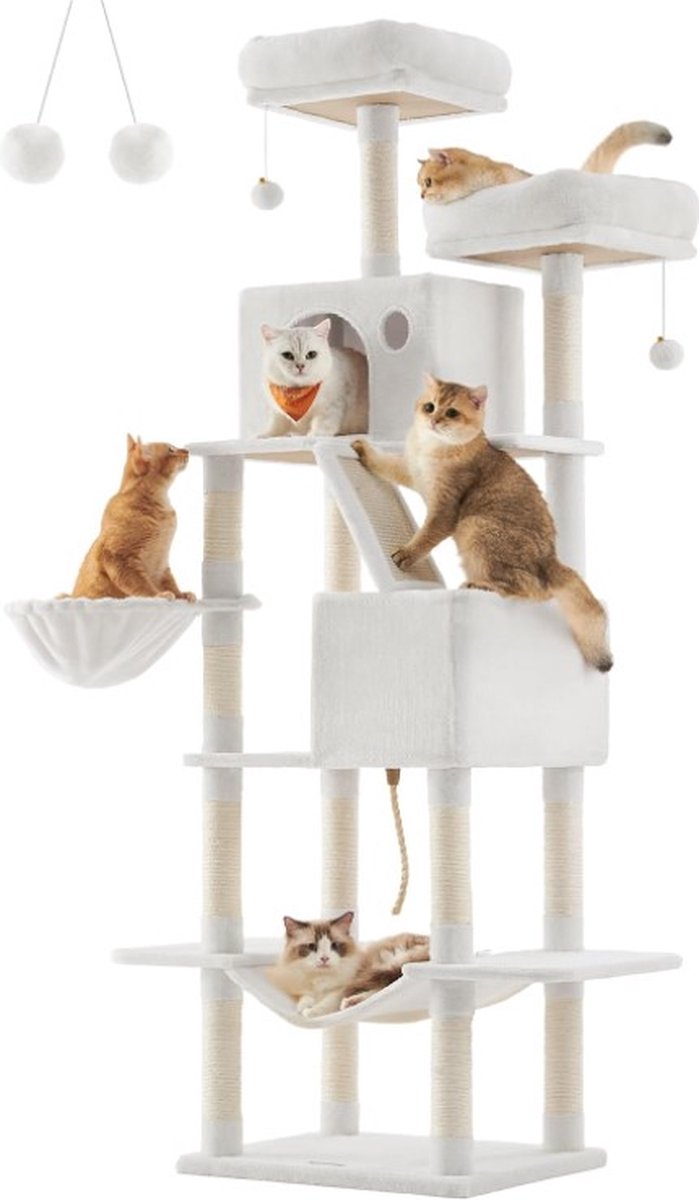 Krabpaal voor zware katten - Hoge krabpaal - Krabpaal boomstam - Krabpaal voor grote katten - Kattentoren - Plafondhoge krabpaal - Stevige krabpaal - Krabpaal voor katten - XXL - Kattenverblijf