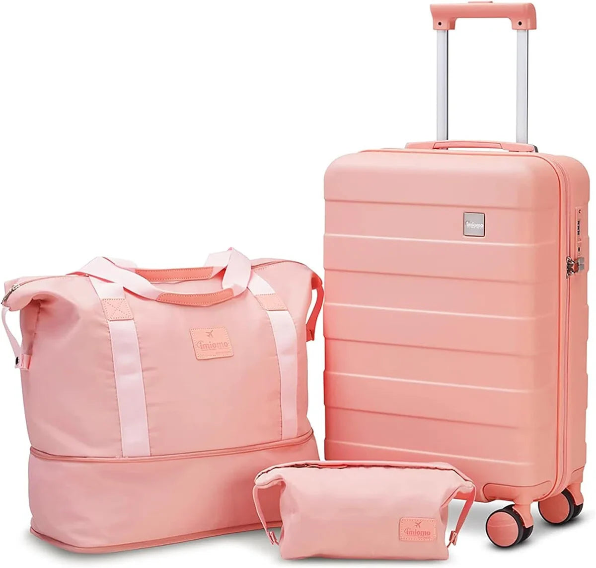 3-delige bagagesets, koffer met spinnerwielen, bagageset voor dames, lichtgewicht koffer met wielen, bagage met TSA-slot, roze