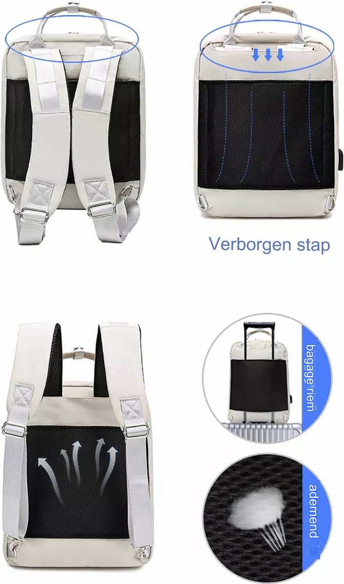 Laptop backpack with electronics organizer, USB charging port, fits 15.6 inch computer, waterproof and wear-resistant backpack for school, travel, work