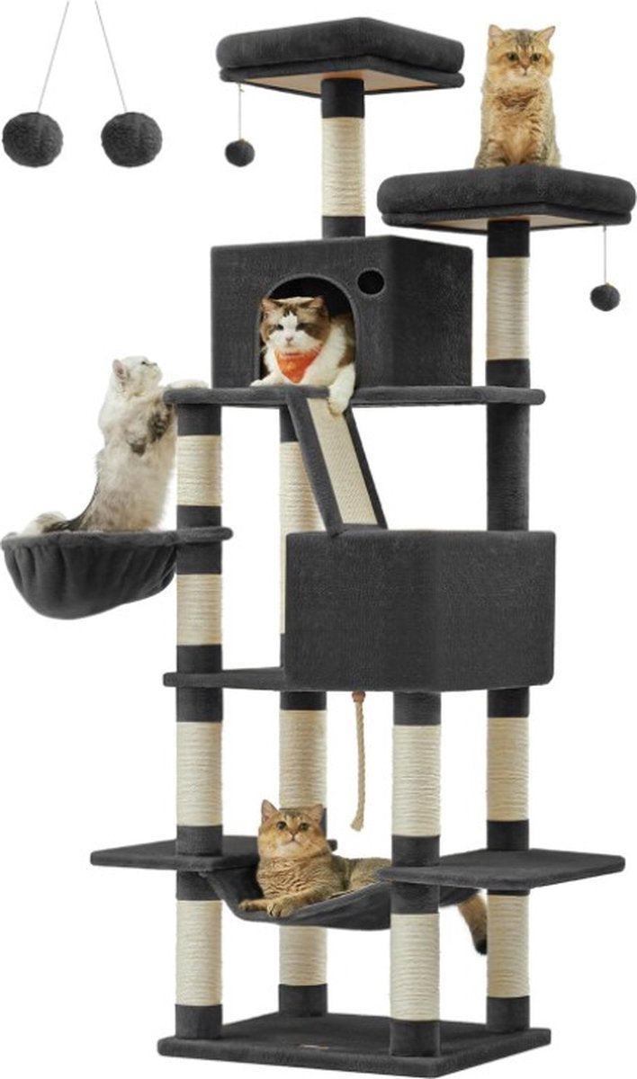 Krabpaal voor zware katten - Hoge krabpaal - Krabpaal boomstam - Krabpaal voor grote katten - Kattentoren - Krabpaal plafond - Stevige krabpaal - Krabpaal voor katten - XXL - Kattenverblijf
