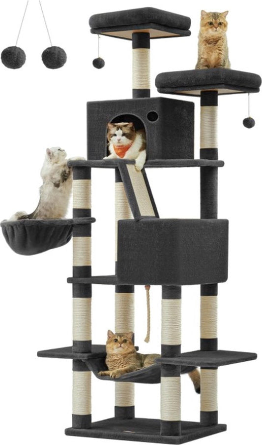 Krabpaal voor zware katten - Hoge krabpaal - Krabpaal boomstam - Krabpaal voor grote katten - Kattentoren - Krabpaal plafond - Stevige krabpaal - Krabpaal voor katten - XXL - Kattenverblijf