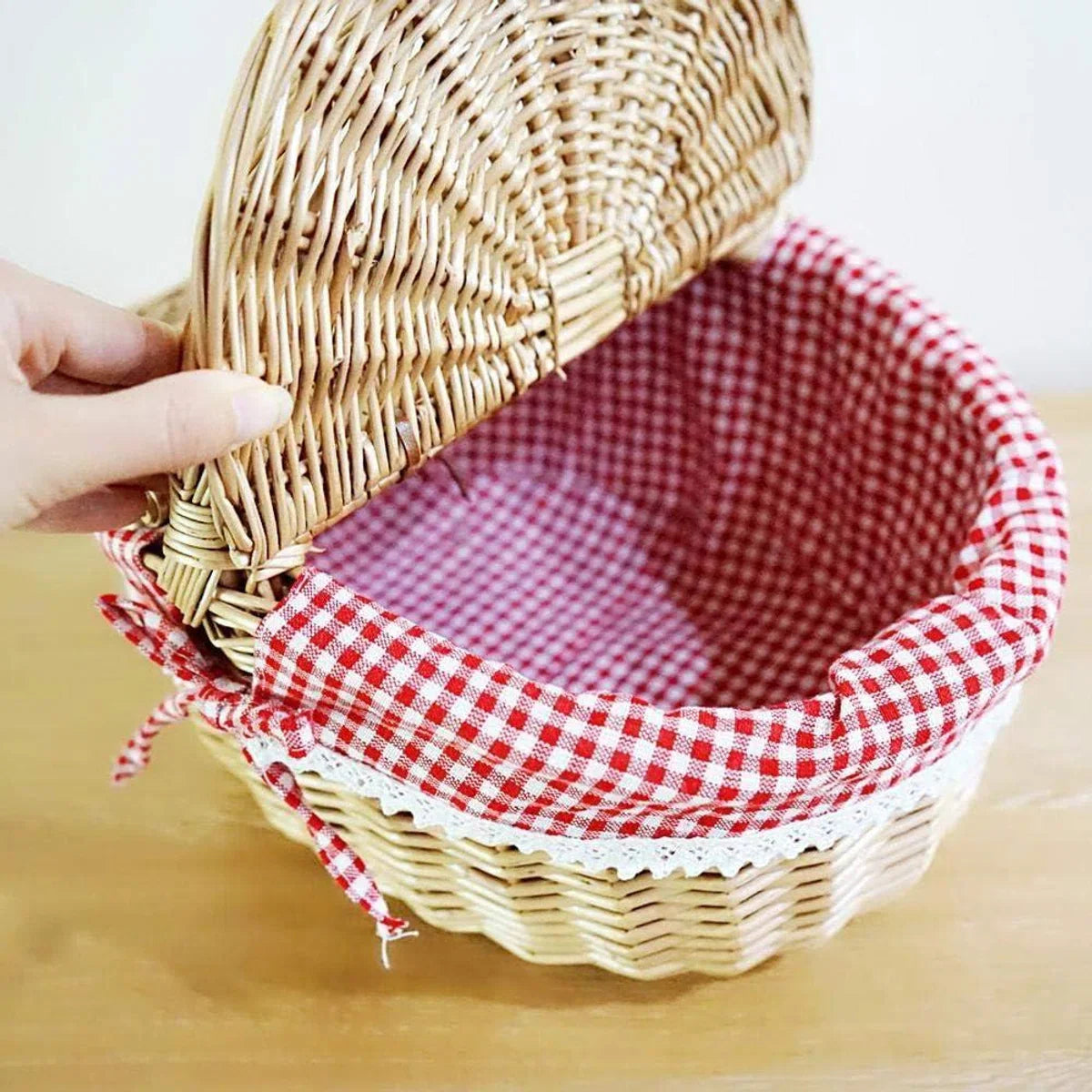 Rieten picknickmand voor kinderen handgeweven paaseierenopslag snoepgeschenk voor bruiloft - Roodkapje mand picknickmand