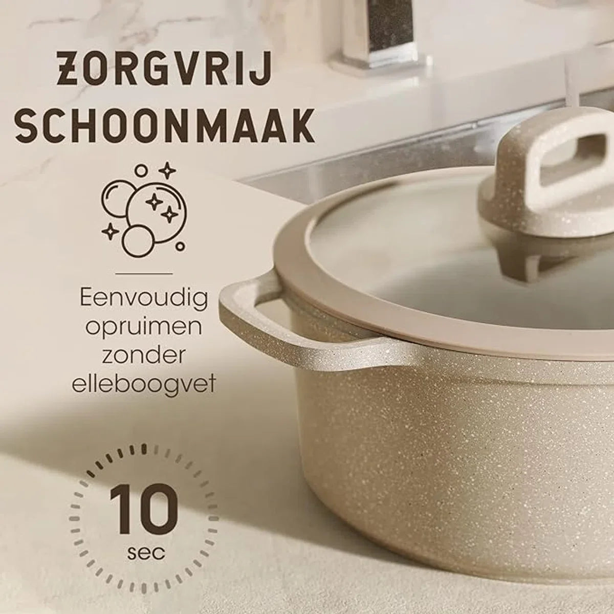 Pannenset Graniet 11-delig - PFOS-vrij - Veilig Koken - Non-stick - Vaatwasserbestendig - Koekenpannenset - Kookpotten - Pannenset - Koekenpannenset - Frying Pan Set