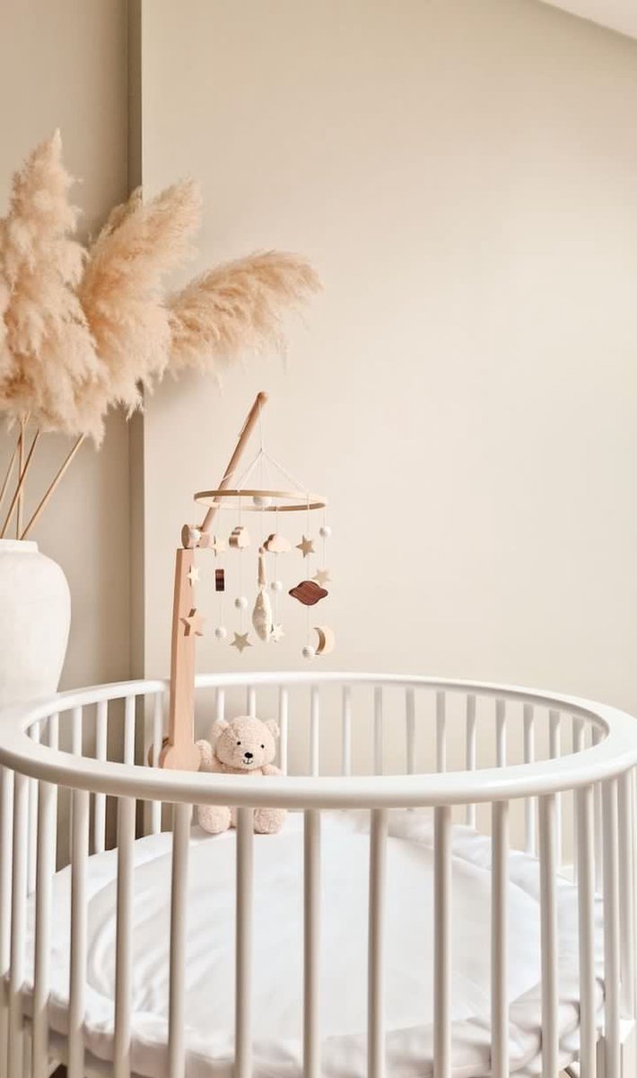 Baby Mobiel Sterren + Luxe 360° Verstelbare Houten Mobiel Houder - Boxmobiel – Babyshower Cadeau – Wieg Mobiel – Kraamcadeau