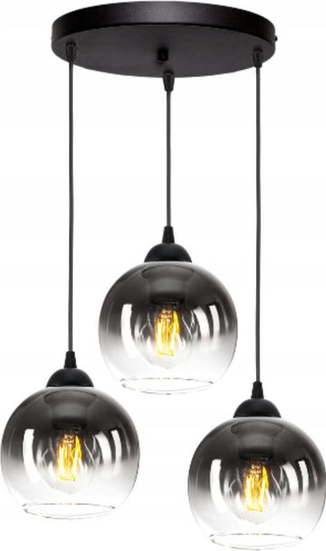 Hanglamp Industrieel voor Woonkamer, Eetkamer - Smoking Glas - 3-lichts - Smoke Glas - 3 bollen - Rookglas