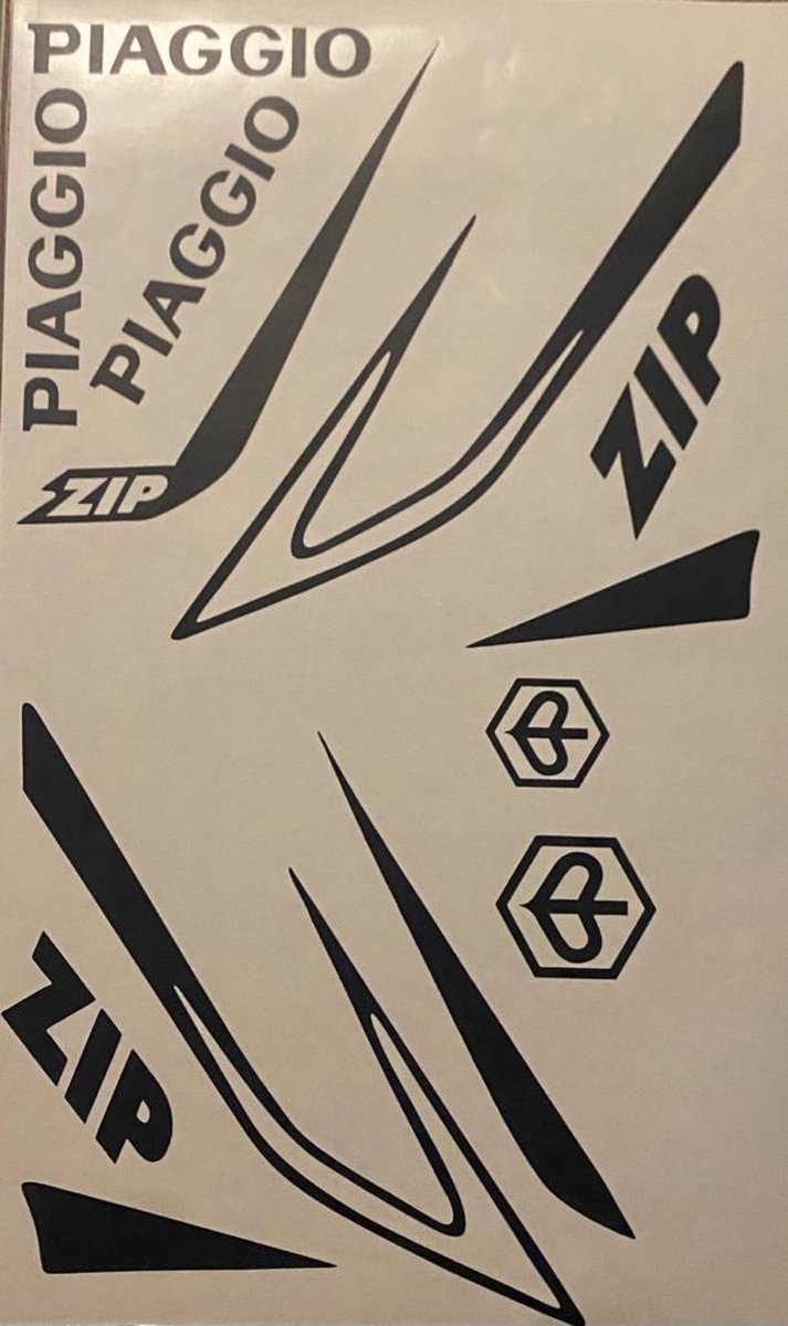 Piaggio Zip Stickerpakket - Piaggio Zip Accessoire - Scooter Sticker - Scooter Accessoires - Zwart - Glans