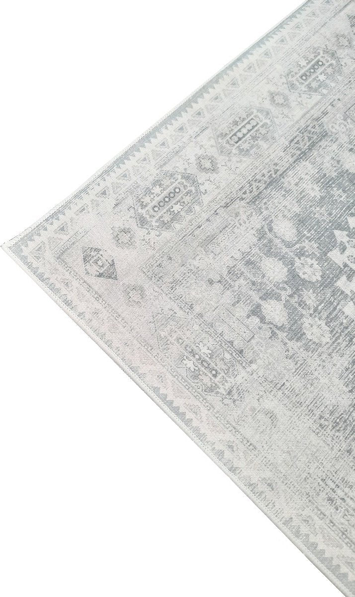 Vloerkleed vintage 200x350cm wit grijs Perzisch oosters tapijt