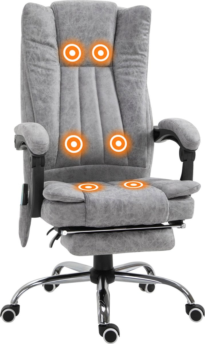 Office chair - Massage chair - Ergonomic office chair - Gaming chair - Heating function - Reclining function - Footrest - Grey