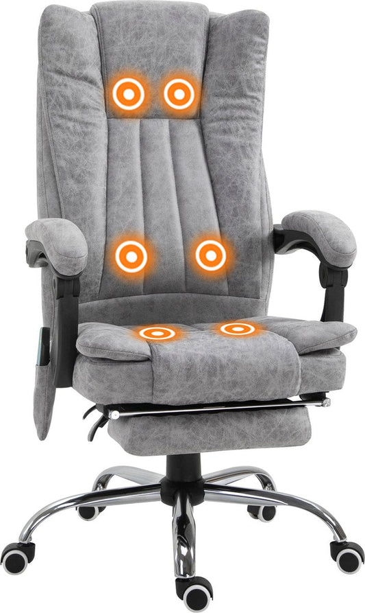 Office chair - Massage chair - Ergonomic office chair - Gaming chair - Heating function - Reclining function - Footrest - Grey
