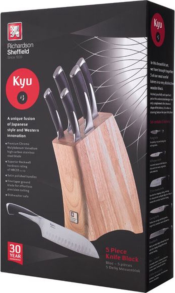 Richardson Sheffield Kyu - 5-delige messenset inclusief messenblok - hout