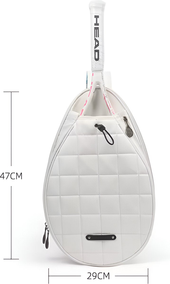 E-Shop4u - Tennisbag - Tennis Backpack - Tennis - Backpack - Sports Bag - Racket - Badminton - Tennis Racket - Sport - Men - Women - White - 47 x 29 x 8 cm - Nylon - Polyester - Water-resistant - Free Shipping