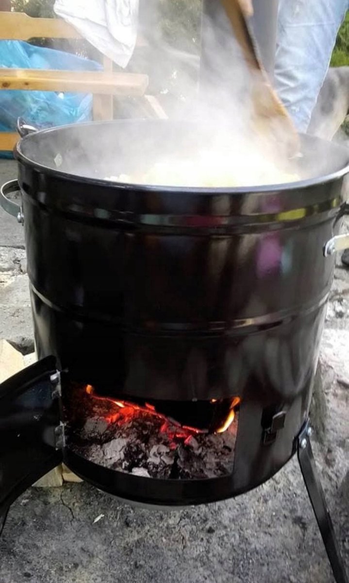 Outdoor cooking stove, CAST IRON COOKING POT Ø32!!!, Outdoor kitchen, Wood stove with cast iron pot. Hungarian kettle, Patio stove. Content 8L
